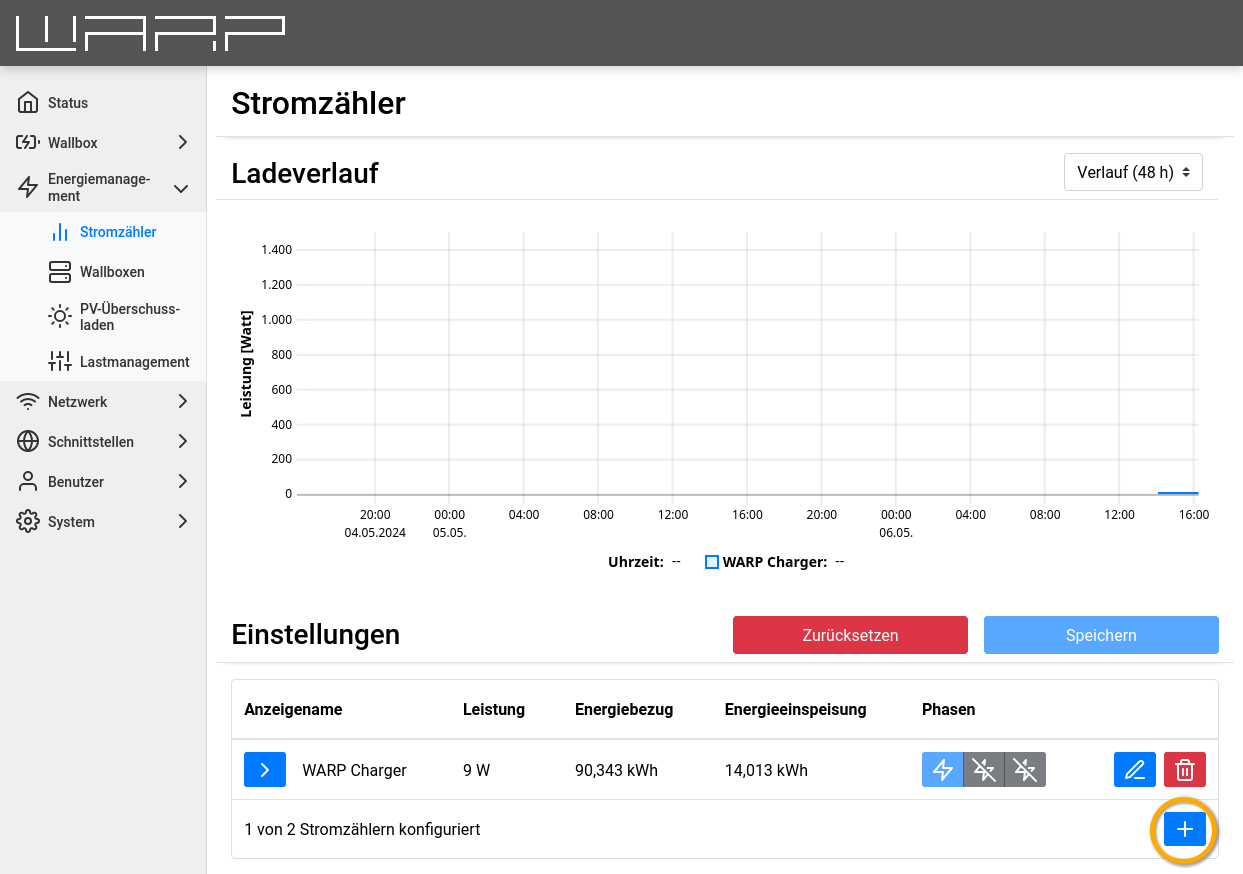 Energy meter subpage
