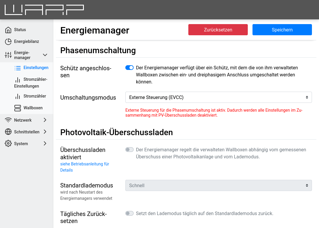 EVCC WARP Energy Manager