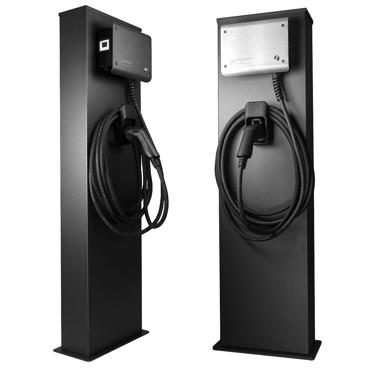 WARP4 stands with chargers and cable holders installed